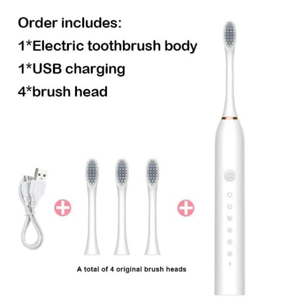 Smart Electric Toothbrush USB Rechargeable Teeth Clean Whitening Sonic Toothbrush Timing Tooth Brush With Replacement Heads - Image 7