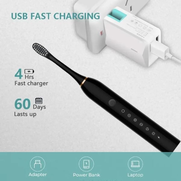 Smart Electric Toothbrush USB Rechargeable Teeth Clean Whitening Sonic Toothbrush Timing Tooth Brush With Replacement Heads - Image 5