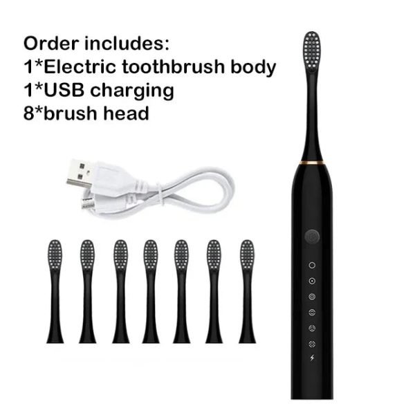 Smart Electric Toothbrush USB Rechargeable Teeth Clean Whitening Sonic Toothbrush Timing Tooth Brush With Replacement Heads - Image 25