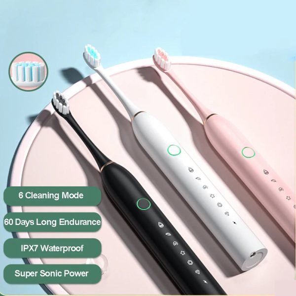 Sonic Electric Toothbrush Adult Timer Teeth Whitening Brush 6 Mode USB Rechargeable Tooth Brushes Replacement Heads Toothbrushes - Image 2