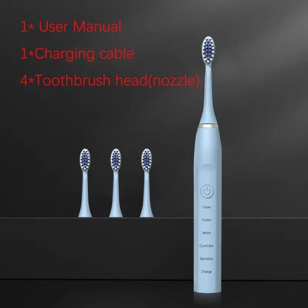 Sonic Electric Toothbrush Timer Brush 5 Mode USB Charger Rechargeable Deep Clean Tooth Brushes Replacement Heads Set For Adults - Image 8