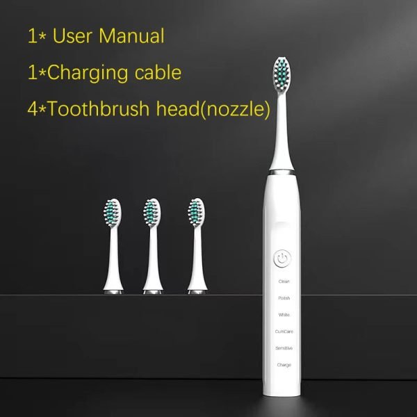 Sonic Electric Toothbrush Timer Brush 5 Mode USB Charger Rechargeable Deep Clean Tooth Brushes Replacement Heads Set For Adults - Image 14