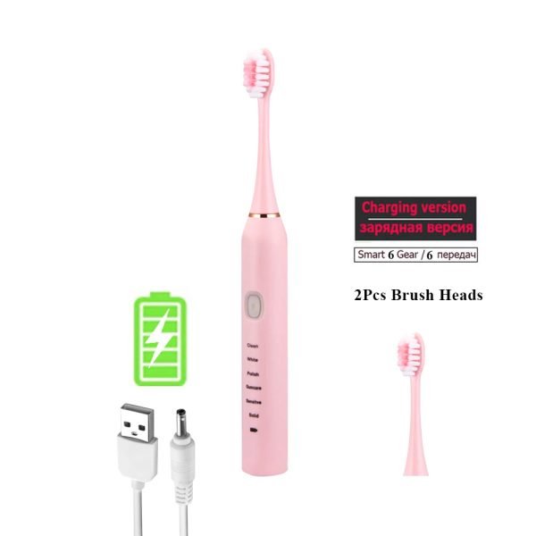 Sonic Electric Toothbrush for Adults Kid 6 Mode Smart Timer Whitening Tooth Brushes IPX7 Waterproof USB Charger Replaceable Head - Image 12