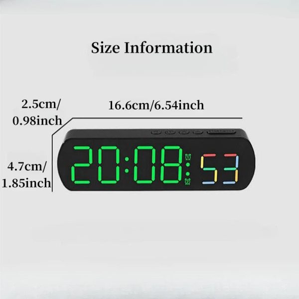 Voice Control Digital Alarm Clock TEMP Date Timer Coutdown Night Mode Type-C USB 12/24H Anti-disturb Funtion 2 Alarms LED Clock - Image 6