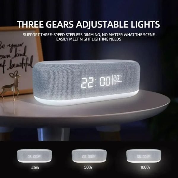 Wireless Charger Alarm Clock Time LED Light Thermometer Earphone Phone Charger 15W Fast Charging Dock Station for iPhone Samsung - Image 4