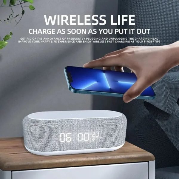 Wireless Charger Alarm Clock Time LED Light Thermometer Earphone Phone Charger 15W Fast Charging Dock Station for iPhone Samsung - Image 2