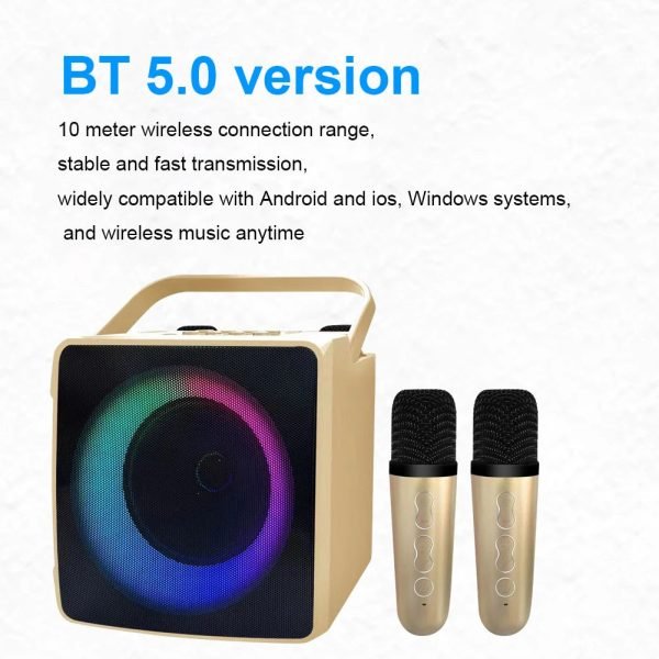 Wireless Karaoke Machine Bluetooth Music MP3 Player With Dual Wireless Microphones Adults Kids Home KTV Player - Image 4